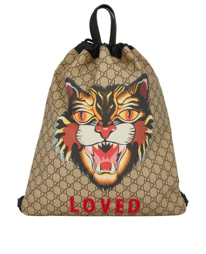 Gucci GG Supreme Angry Cat Drawstring, front view